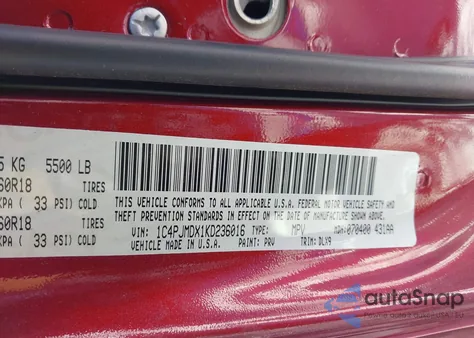 2019 Jeep Cherokee Limited 4X4 z USA, uszkodzony, nr VIN 1C4PJMDX1KD236016